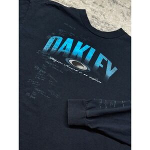 Vintage Y2K Oakley Long Sleeve Shirt Mens Large Black Graphic Center O T-Shirt